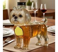 decanter, Scultura artistica con decanter for whisky da 300 ml e bottiglia di in cristallo a forma cane, dal design a cucciolo(D)