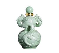 Decanter, Statue di due draghi che giocano con bottiglie vino, ornamenti in porcellana for dispenser liquori e tequila, brocca creativa for scozzese(Cyan,2500ML)
