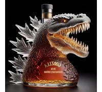 Decanter, Statuetta a forma di decanter for whisky mostruoso da 300 ml, ornamenti in vetro 3D con teste drago, bottiglie e vino, statuette animali(B)