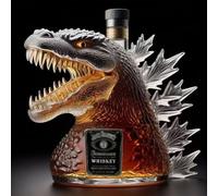 Decanter, Statuetta a forma di decanter for whisky mostruoso da 300 ml, ornamenti in vetro 3D con teste drago, bottiglie e vino, statuette animali(A)