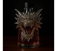 Decanter, Statuetta a forma di decanter for whisky mostruoso da 300 ml, ornamenti in vetro 3D con teste drago, bottiglie e vino, statuette animali(C)