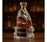 decanter, Statuetta artistica da 300 ml a forma di squalo 3D, bottiglia vino, divertenti statuette animali in vetro for whisky e decanter, for bar ufficio(E)