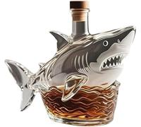 Decanter, Statuetta artistica da 300 ml a forma di squalo 3D, bottiglia vino, divertenti statuette animali in vetro for whisky e decanter, for bar ufficio(D)