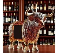 Decanter Whisky - Art Scultura Statua, Bottiglia Di Whisky E Vino Con Mucca Delle Highlands In 3D, Decanter Per Whisky In Vetro Originale, Contenitore Creativo Per Liquori A Tema Animale