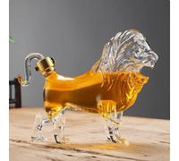 Decanter Whisky - Art Scultura Statua, Scultura 3D Raffigurante Un Leone Feroce Che Modella Un Decanter Per Whisky, Una Statua In Vetro Senza Piombo Raffigurante Una Bottiglia Di Whisky,(750ML)