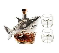 Decanter Whisky, Scultura In Vetro Soffiato A Mano A Forma Di Squalo, Bottiglia Di Whisky A Prova Di Perdite, Bottiglia Di Vino Originale, Decanter Per Whisky Da 300 Ml, Decorazione Per Bar(Shark+2 Cu