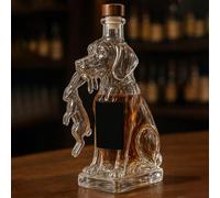 Decanter Whisky Scultura Statua - 300ML Bottiglia Di Whisky E Vino A Forma Di Coniglio Con Cane, Originale Decanter In Vetro Per Whisky, Caraffa Vuota Per Vino A Tema Animale Creativo(C)