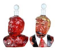 Decanter Whisky, Statua di Trump, decanter per whisky, realizzata a mano in vetro senza piombo, lattina da parata, contiene la maggior parte dei liquidi.(2PCS)