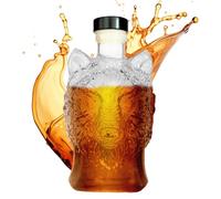 Decanter Wolf Head Whisky - bottiglia di versamento del liquore, contenitore per bar spirituale | Elegante set regalo per accessori per esposizioni in, 350 ml di drink per bevande al profilo ani