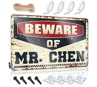 Decaor - Decorazione da parete rustica per patio, con scritta "Beware Of Mr. Chen Return", 20 x 30 cm