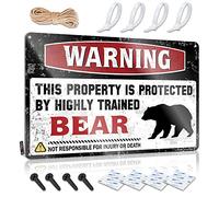 Decaor Sign Warning This Property Is Protected By A Highly Trained Bear Targa in latta con scritta "Warning This Property Is Protected By A Highly Trained" (30 x 40 cm)