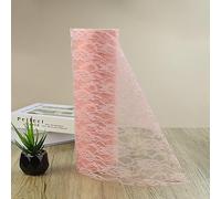 DECARETA 1 Rotolo di Runner da Tavola in Pizzo, 30 cm x 20 m, Runner in Pizzo, Tessuto Decorativo Romantico in Pizzo, per Matrimoni, Battesimi, Comunioni, Rosa