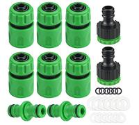 DECARETA 10 Pz Raccordi Tubo Acqua Giardino, 6 Tubi con Attacco Rapido da 1/2", 2 Connettore Rubinetto 2 in1, 2 Connettori Maschio Doppio, Kit completo per attacchi da 1/2" con guarnizioni di ricambio
