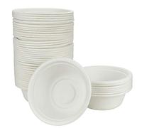 DECARETA 100 Pz Ciotole 100% Biodegradabili Ciotole di Carta Canna da Zucchero USA e Getta Ciotole per Feste Stoviglie Monouso per Feste Impermeabile per Microonde Compleanni Picnic