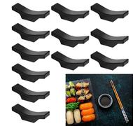 DECARETA 12 Poggia Posate da Tavola Appoggia Posate da Tavola Porta Bacchette in Lega a Prova di Caduta Supporti Cucchiaio Forchetta per Tavola Poggia Bacchette Sushi/Cinesi/Giapponesi (Nero)