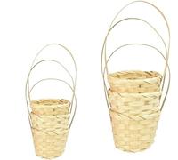 DECARETA 6 Pezzi Mini Cestini in Bambù con Manico, Cestino Intrecciato a Mano Mini Cestino da Picnic in Bambù per Festa Fiori Matrimonio Decorazione di Casa (2 Size)
