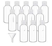 DECARETA Bottiglie di Viaggio 50ml con Piccolo Imbuto bottigliette viaggio Plastica Trasparente bottiglia da Viaggio Vuote Contenitori Cosmetici Riutilizzabili per Volo, Vacanza Set di 13 Pezzi