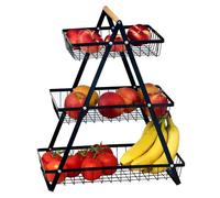 deccaro Alzata per frutta a 3 piani, nero, grande