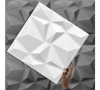 DECCART Pannelli Decorativi Per Pareti 3D 50x50 cm - Pannelli Murali - Pannello Decorativo Parete - Rivestimento Parete in Polistirolo - Pannelli murali per interni - Bianco, 1 pezzo, 0.25 m²