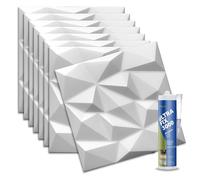 DECCART Pannelli Decorativi Per Pareti 3D Bianco 50x50 cm - Pannelli Murali con Colla da Montaggio - Pannello Decorativo Parete - Rivestimento Parete in Polistirolo, 2m²