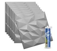 DECCART Pannelli Decorativi Per Pareti 3D Grigio 50x50 cm - Pannelli Murali con Colla da Montaggio - Pannello Decorativo Parete - Rivestimento Parete in Polistirolo - Pannelli murali per interni, 2m²