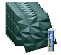 DECCART Pannelli Decorativi Per Pareti 3D Verde 50x50 cm - Pannelli Murali con Colla da Montaggio - Pannello Decorativo Parete - Rivestimento Parete in Polistirolo, 2m²