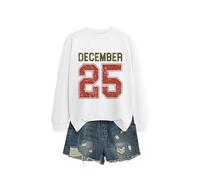 December 25 Casual Graphic Sweatshirt for Women, Long Sleeve Crewneck Pullover, Soft And Breathable Top for all-Day Comfort, Great Gift Idea