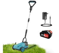 Decespugliatore a Batteria 21V, Tagliabordi a Batteria, Decespugliatore Elettrico con 1 Batterie, Tagliabordi Elettrico, Ruote Rimovibili, Decespugliatori da Giardino Altezza Regolabile per Prati