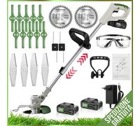 ✅DECESPUGLIATORE A BATTERIA 21V✅ TAGLIABORDI ELETTRICO x2 BATTERIE MULTIFUNZIONE
