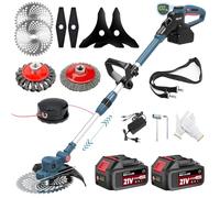 Decespugliatore a Batteria 21V, Tagliaerba a Batteria 5 In 1, con Spazzola per Erbacce e 2 Batterie 4,0 Ah, Brushless Decespugliatore Elettrico, per Rifinire Giardini, Prati e Arbusti
