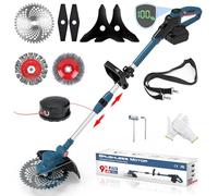 Decespugliatore a Batteria 21V, Tagliaerba a Batteria 5 In 1, con Spazzola per Erbacce e 2 Batterie 4,0 Ah, Brushless Decespugliatore Elettrico, per Rifinire Giardini, Prati e Arbusti