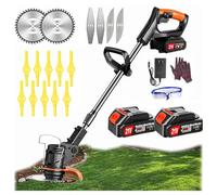 Decespugliatore a Batteria 21V, Tagliaerba a batteria, Con 2 Batterie Ad Alta Capacità E 16 Lame Diverse, Affronta Ogni Lavoro Dal Rifilatura Di Precisione Al Taglio Di Rami Spessi