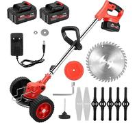 Decespugliatore a Batteria 36v con 2 Batterie - Tagliabordi Elettrico Multifunzione con Lame Intercambiabili, Testa Girevole 90°, Asta Telescopica Regolabile per Giardino