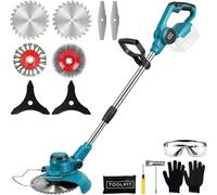 Decespugliatore a batteria per batterie Makita, con 5 tipi di lame, tagliaerba senza spazzole con spazzola per erbacce, decespugliatore elettrico 4 in 1, testa girevole a 90°, per potatura del prato
