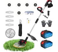 Decespugliatore a Batteria, SenDeluz 9" Tagliabordi a Batteria 21V con Altezza Regolabile, 2 * 4,0 AH Batteria e 3 Tipi di Lame, Decespugliatore Elettrico Leggera per Prato/Giardino/Cortile