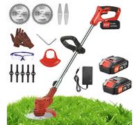 Decespugliatore a Batteria, Tagliabordi a Batteria 21V Decespugliatore Elettrico Senza Filo con 3 Tipi di Lama, Testina Regolabile, Maniglia Telescopica (rosa-L2)