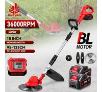 DECESPUGLIATORE A BATTERIA TAGLIABORDI ELETTRICO 4000W TAGLIAERBA 2 BATTERIE