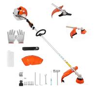 Decespugliatore a Scoppio 52cc Professionale Multifunzione, Tagliabordi con Testina Doppio Filo 2 mm e Disco 3 Denti in Acciaio Rinforzato per Erba e Sterpaglie