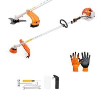 Decespugliatore a scoppio multifunzione 2 in 1 52cc 2 tempi professionale con testina doppio filo da 2 mm e disco tre denti in acciaio rinforzato tagliasiepi e bordo