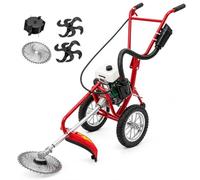 Decespugliatore A Spinta, Mini Motozappa A Benzina, Tagliabordi A Ruote Da 63 Cc A 4 Tempi Da 4 Cv Con Lame Intercambiabili Per Tagliare Lerba, Diserbare E Lavorare Il Terreno.