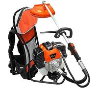 Decespugliatore a zaino con motore a scoppio multifunzione 2 in 1 52cc 2 tempi professionale con testina doppio filo da 2 mm e disco tre denti tagliasiepi e bordo per fai da te o professionisti