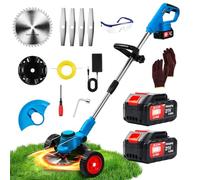 Decespugliatore elettrico 21 V taglio bordo senza fili con batteria 4.0 AH e 3 tipi di lame decespugliatore a batteria, diametro di taglio 20 cm leggero a basso rumore per giardino potatura