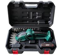 Decespugliatore Elettrico Portatile, Testa Taglio Regolabile 45°/60°/90° | Lame Sostituibili, Doppio Blocco di Sicurezza(Dark-green,24V: one power + one charging)