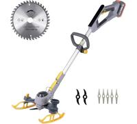 Decespugliatore Elettrico Ricaricabile, Decespugliatore Bordatore Leggero, Decespugliatore da Giardino A Batteria, Testa di Taglio A 90°, Anello Antiurto in Acciaio, Impugnatura Antiscivolo 21A