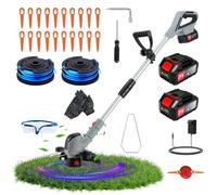 Decespugliatore elettrico senza fili,Nuovo Aggiornamento Taglio Bordo Decespugliatore A Batteria Elettrica Senza Fili, Supporto Ausiliare, Ruote Laterali,per Prato, Taglio Di Alberi (Grigio)