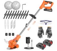 Decespugliatore Elettrico, Tagliabordi Elettrico, Decespugliatore a Batteria - 5 Lame, Asta Telescopica Regolabile, Batteria Da 2×21v 2000mAh, Per Prato, Siepi e Giardino