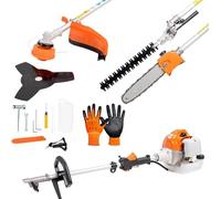 Decespugliatore multifunzione a scoppio 4 in 1 tagliasiepi troncarami e motosega motore 52cc 2 tempi comprende testina doppio filo e disco tre denti acciaio