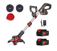 Decespugliatore Tagliabordi a Batteria 21V, stelo in Alluminio regolabile, taglia bordi giardino,doppia impugnatura,tagliabordi elettrico,2 Batterie Incluse,2 bobine
