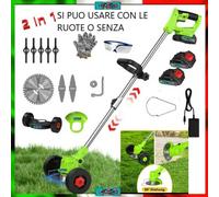 Decespugliatore Tagliaerba A Batteria 2 in 1 Ruote 2 Batterie 48V Giardino Siepe