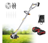 Decespugliatori, Tagliaerba Con Lame, Decespugliatore E Bordatore Elettrico A Batteria, Testa Taglio A 90°, Manico Retrattile, Impugnatura Antiscivolo, Per Prati E Terreni Agricoli, Cura Prato 21A